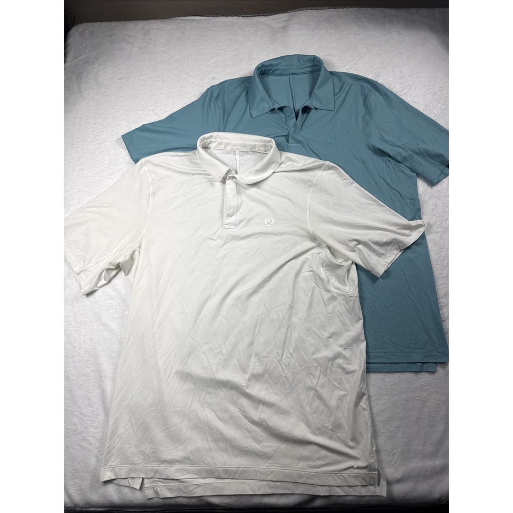 LULULEMON Lot Of 2 Sport Polo Shirt Men XL Snap Collar Golf Pickleball Tennis
